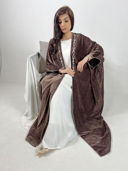 Bat wing abaya set mink