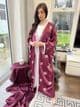 Beaded abaya set magenta
