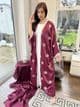 Beaded abaya set magenta