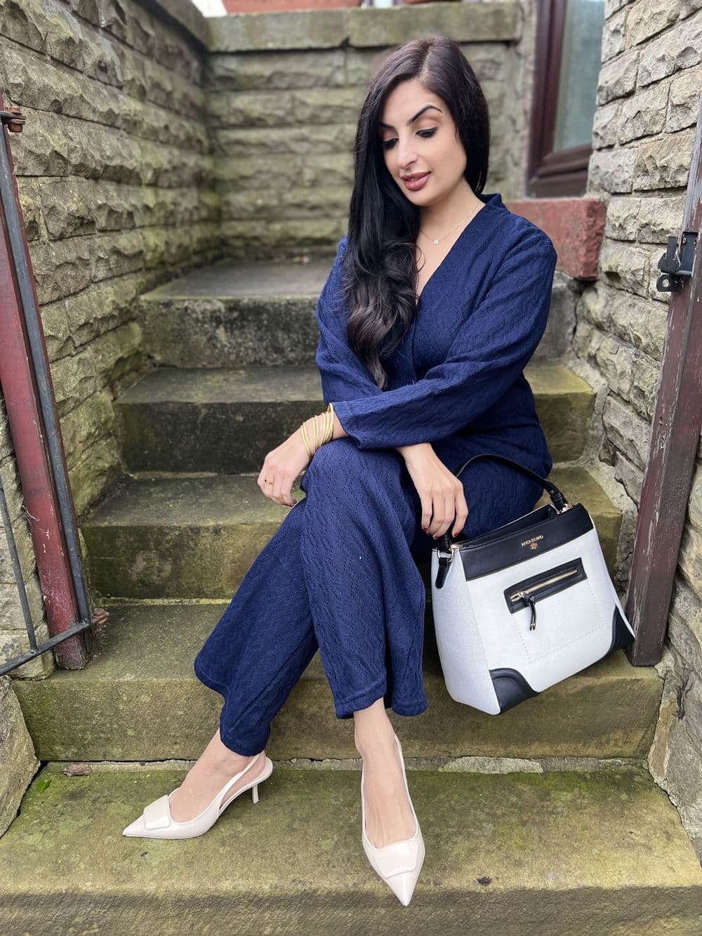 Cardigan knit co ord set : navy