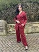 Cardigan style warm co ord set - deep auburn