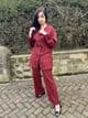 Cardigan style warm co ord set - deep auburn