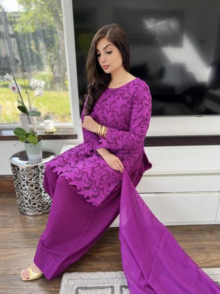 Crochet Farshi salwwar suit purple