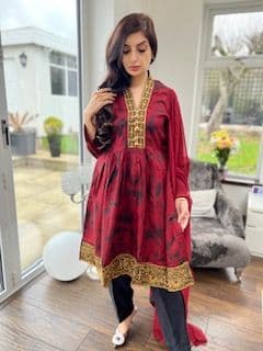 Fara Dip Dye Frock Dress - Maroon M12