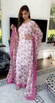 Faryaal Pink Floral Floral Georgette  Kaftan