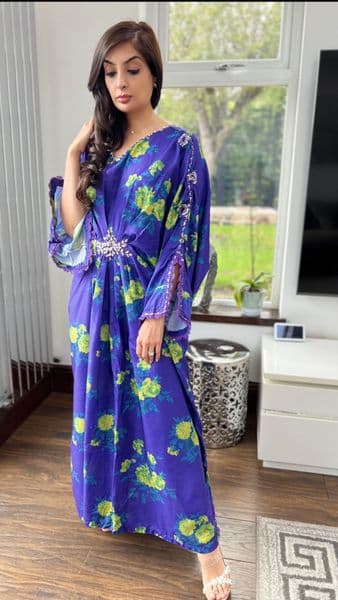 Floral kaftan co ord set blue