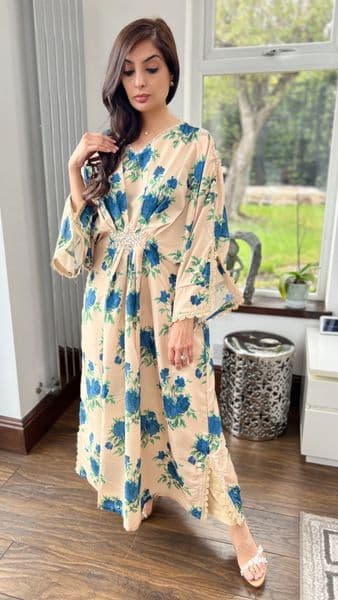 Floral stone kaftan co ord set