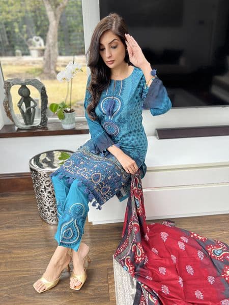 Hena lawn suit blue