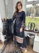 Imrozia heavily embroidered net suit : black