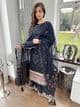 Imrozia heavily embroidered net suit : black