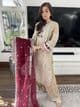 Imrozia heavily embroidered suit : gold