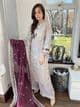 Imrozia heavily embroidered suit : grey