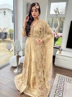 Ivana Heavy Gold Embroidery Maxi Suit GO76