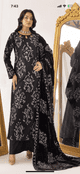 Jaan Dhanak embroidered velvet shawl suit : BLACK