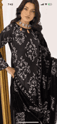 Jaan Dhanak embroidered velvet shawl suit : BLACK