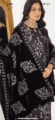 Jaan Dhanak embroidered velvet shawl suit : BLACK
