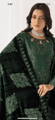 Jaan Dhanak embroidery suit with velvet shawl : Green