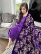 Jaan: regal danak suit with luxury velvet shawl : purple
