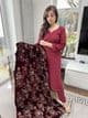 Jaan : regal dhanak suit with luxury velvet shawl : maroon