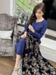 Jaan - regal dhanak velvet shawl suit : navy