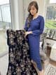 Jaan - regal dhanak velvet shawl suit : navy
