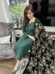 Jaan - regal velvet shawl suit : Green