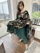 Jaan - regal velvet shawl suit : Green
