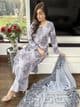 Jannat embroidery linen suit : grey