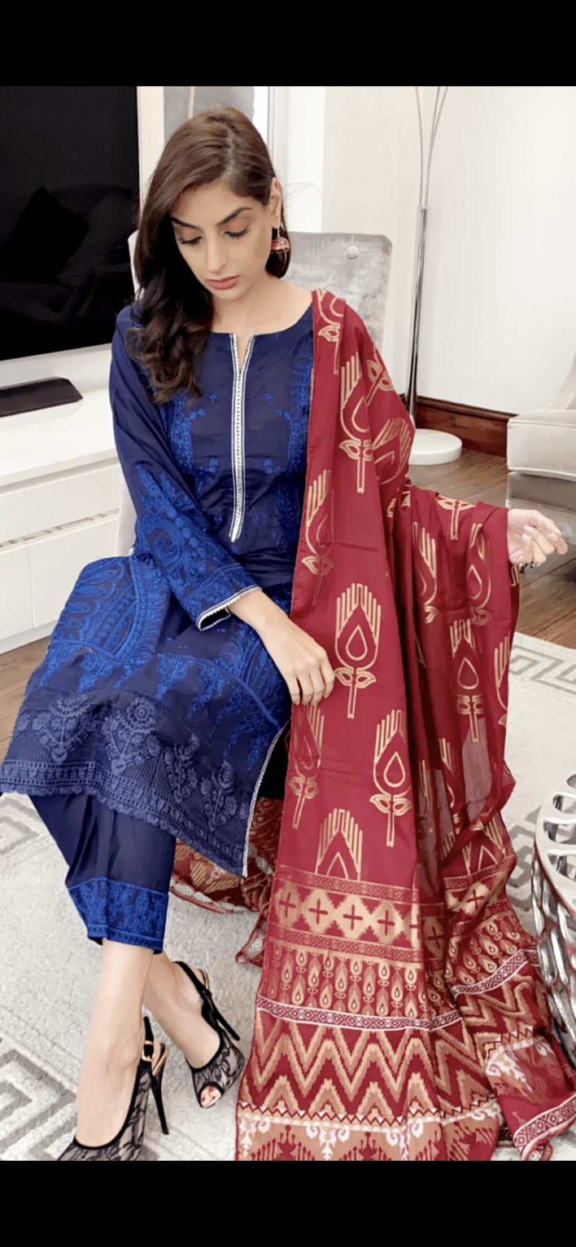 Johra Shades navy and maroon