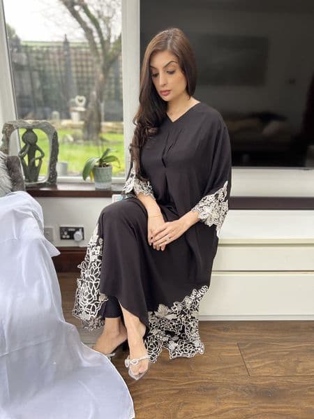 Kaftan abaya modest set : black