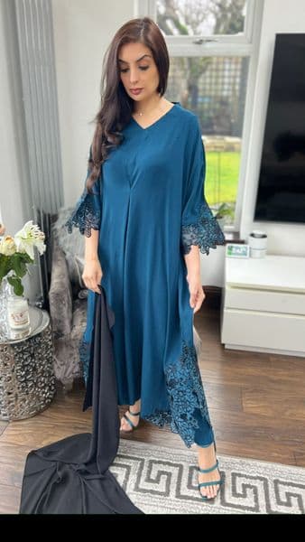 Kaftan abaya modest set teal