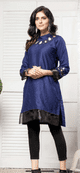 Kay Keyhole Embellished Kurta with organza detail