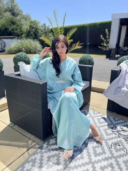 Lava silk kaftan aqua