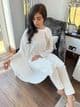 Limelight cape kurta with one sleeve  and motif - whiteD1