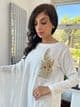 Limelight cape kurta with one sleeve  and motif - whiteD1