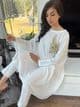 Limelight cape kurta with one sleeve  and motif - whiteD1