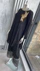 Limelight drape kurta with neck detail  and motif - black D2