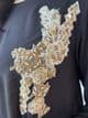 Limelight drape kurta with neck detail  and motif - black D2