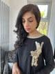 Limelight drape kurta with neck detail  and motif - black D2