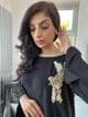 Limelight drape kurta with neck detail  and motif - black D2