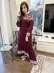 Long length knit co ord set : berry