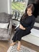 Long length knit co ord set : black