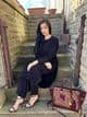 Long length knit co ord set : black el206