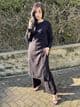 Long length knit co ord set : black el206