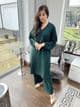 Long length knit co ord set : forest green
