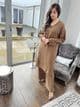 Long length knit co ord set : light brown