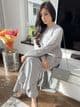 Long length knit co ord set : light grey 103