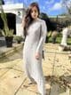 Long length knit co ord set : light grey 103