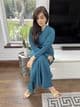 Long length knit co ord set teal 105