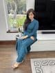 Long length knit co ord set teal 105